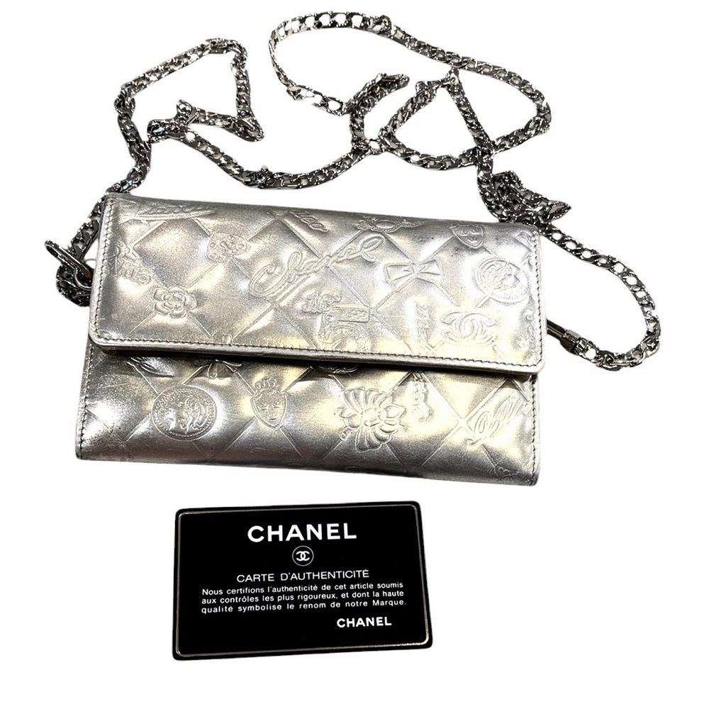 Chanel Charms Silver Wallet on chain Authentic with card